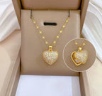 Anti-Tarnish Pearl Inside Heart Pendant Lip Chain Stainless Steel Necklace