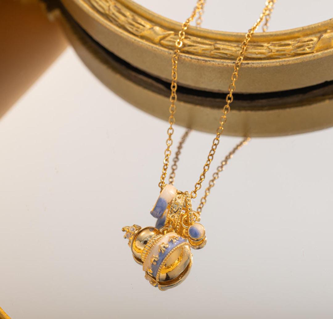 Anti-Tarnish Oil Painted Lucky Gourd Charm Drop Pendant Necklace