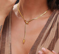Anti-Tarnish Celebrity's Fav Adjustable Snake Flat Diamond Chain Stainless Steel Necklace