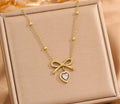 Anti-Tarnish Heart Bow Knot Stainless Steel Necklace