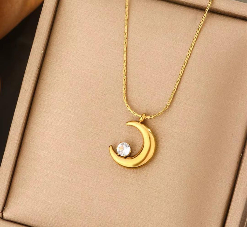 Anti-Tarnish Moon Star Stainless Steel Necklace