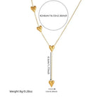 Anti-Tarnish Y-Shape Four Heart Drop Stainless Steel Necklace