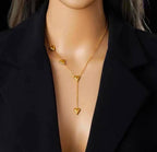 Anti-Tarnish Y-Shape Four Heart Drop Stainless Steel Necklace