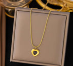 Anti-Tarnish Black Heart Stainless Steel Necklace