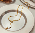 Anti-Tarnish Celebrity's Fav Adjustable Snake Flat Diamond Chain Stainless Steel Necklace