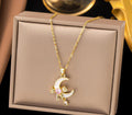 Anti-Tarnish Moon Bow Stainless Steel Pendant Necklace