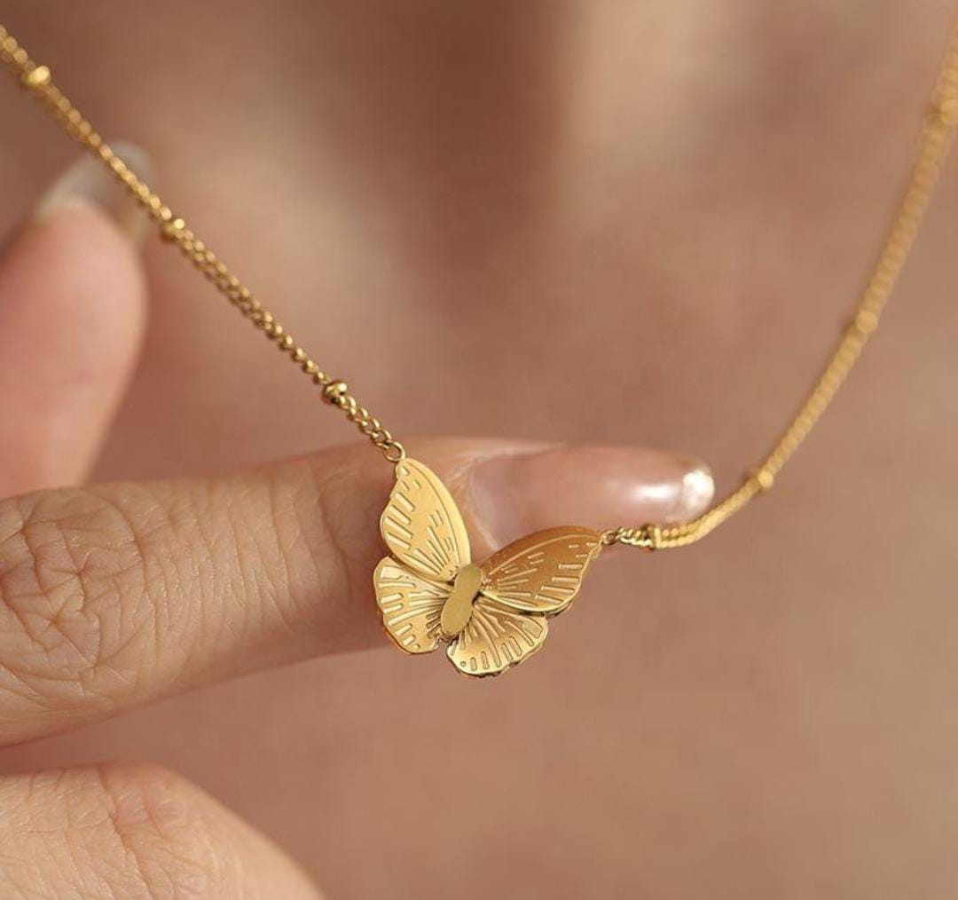 Anti-Tarnish Dainty Butterfly Beads Chain Stainless Steel Necklace