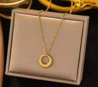 Anti-Tarnish Out Circle Stainless Steel Pendant Necklace