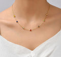 Anti-Tarnish Multi-Color Stone Charms 316L Stainless Steel Necklace
