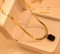 Anti-Tarnish Black Pendant Snake Chain Stainless Steel Necklace