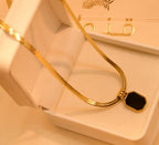 Anti-Tarnish Black Pendant Snake Chain Stainless Steel Necklace