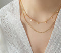 Anti-Tarnish Dual Layer Geometric Charm Stainless Steel Necklace