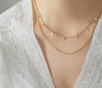 Anti-Tarnish Dual Layer Geometric Charm Stainless Steel Necklace
