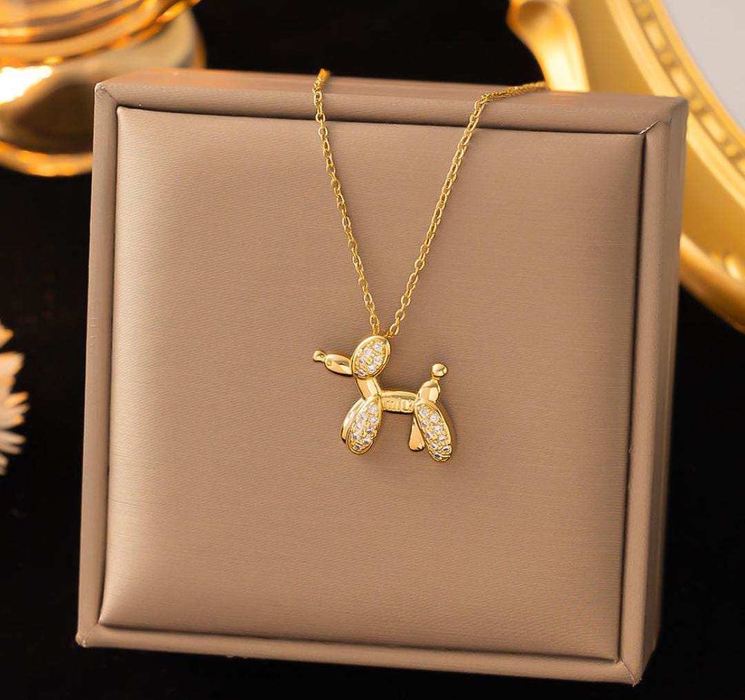 Anti-Tarnish Balloon Puppy Pendant Stainless Steel Necklace