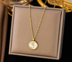 Anti-Tarnish Rose Enamelled Pendant Twisted Chain Stainless Steel Necklace