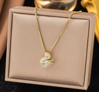 Anti-Tarnish Dancing Swan Pendant Stainless Steel Necklace