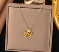 Anti-Tarnish Wooden Horse Charm Drop Stainless Steel Necklace