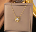 Anti-Tarnish U-Pearl Stainless Steel Pendant Necklace