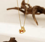 Anti-Tarnish Wooden Horse Charm Drop Stainless Steel Necklace