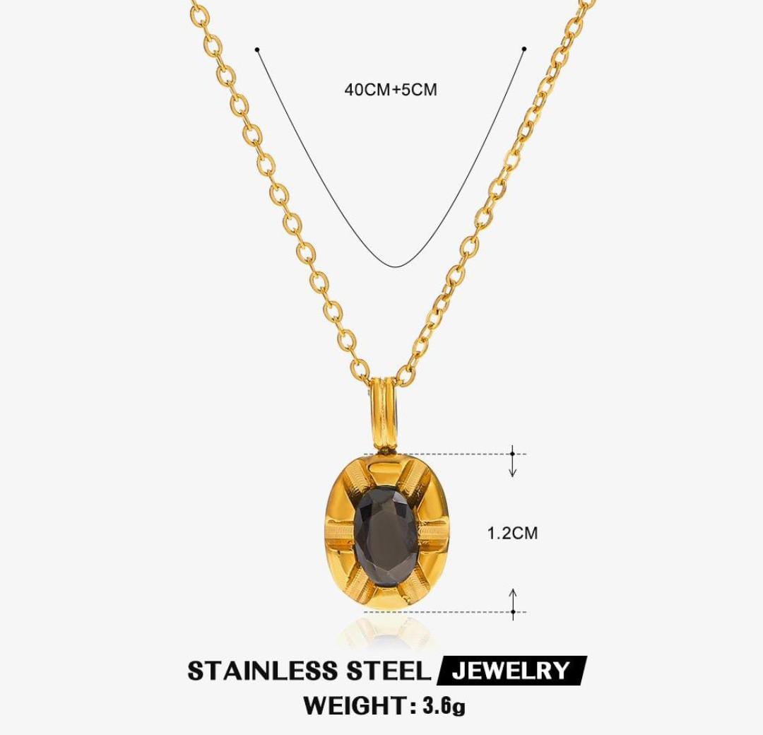Anti-Tarnish Retro Black Diamond Pendant Stainless Steel Necklace