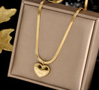 Anti-Tarnish Love You More Stamp Heart Stainless Steel Necklace
