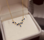 Anti-Tarnish Blue Leaf Antlers Deer Shape Stainless Steel Necklace