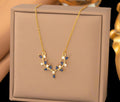 Anti-Tarnish Blue Leaf Antlers Deer Shape Stainless Steel Necklace