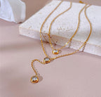 Anti-Tarnish Dual Layer Diamond Charms Stainless Steel Necklace