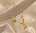 Anti-Tarnish Dainty Square Star Pendant Stainless Steel Necklace