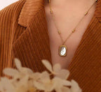 Anti-Tarnish Magic Mirror Rose Beads Chain Stainless Steel Necklace