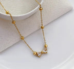 Anti-Tarnish Zirconia Bow Tie Beads Chain Stainless Steel Necklace