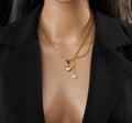 Anti-Tarnish Water Drop Stone Multi Layer Chain Stainless Steel Necklace