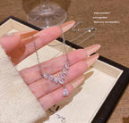 Anti-Tarnish Sparkling Water Drop V-shaped Stainless Steel Necklace