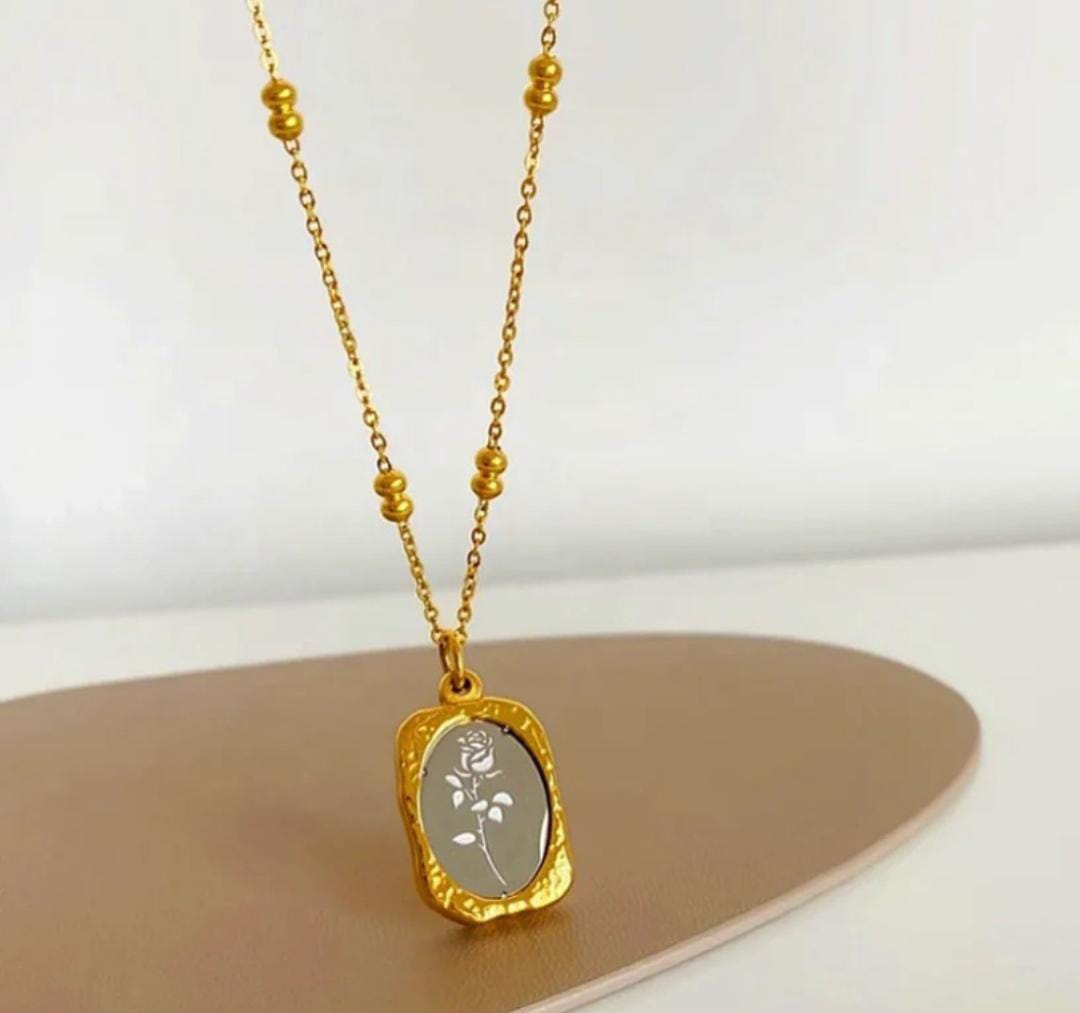Anti-Tarnish Magic Mirror Rose Beads Chain Stainless Steel Necklace