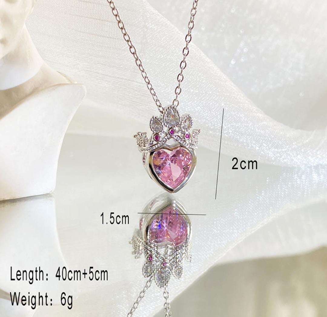 Anti-Tarnish The Heart Crown Pendant Stainless Steel Necklace
