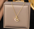 Anti-Tarnish Butterfly Moon Pendant Stainless Steel Necklace