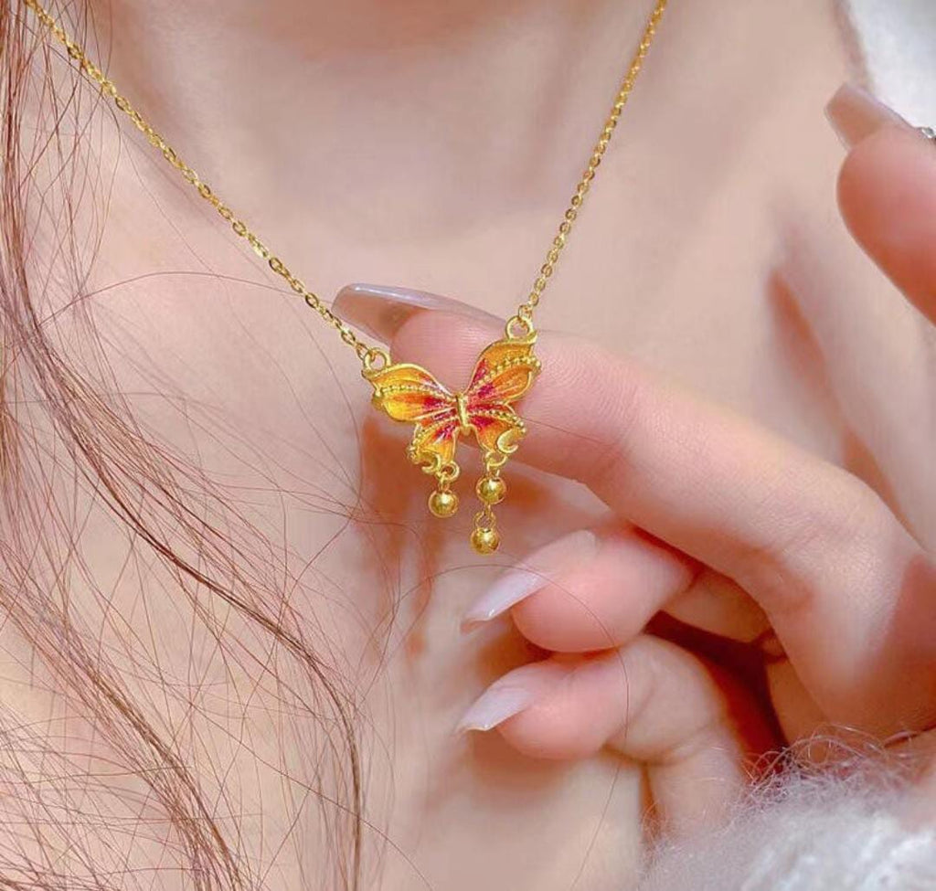 Anti-Tarnish Retro Bow Butterfly Stainless Steel Necklace
