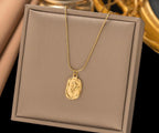 Anti-Tarnish Tulip Stamped Pendant Stainless Steel Necklace
