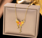 Anti-Tarnish Retro Bow Butterfly Stainless Steel Necklace