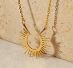 Anti-Tarnish Semicircle Sun Ray Stainless Steel Necklace