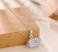 Anti-Tarnish Silver Swan Zircon Stainless Steel Necklace