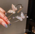 Butterfly Two Layer Open Cuff Bangle Bracelet (Assorted Colors)