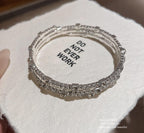 CZ Rhodium Color Three Layer Sparkling Shine Spiral Adjustable Bracelet