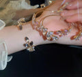 Exquisite Crystal Leaf Open Cuff Bangle Bracelet (Assorted Colors)