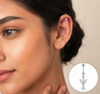 Anti-Tarnish Stainless Steel Rhodium Silver CZ Hanging Lotus Upper Piercing Cartilage Helix Barbell Earrings (Waterproof)