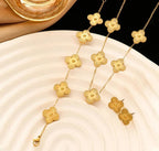 Anti-Tarnish Stainless Steel 18K Gold Clover Leaf Full Combo Jewelry Set