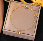 Anti-Tarnish Stainless Steel 18K Gold Cherry Charm Anklet