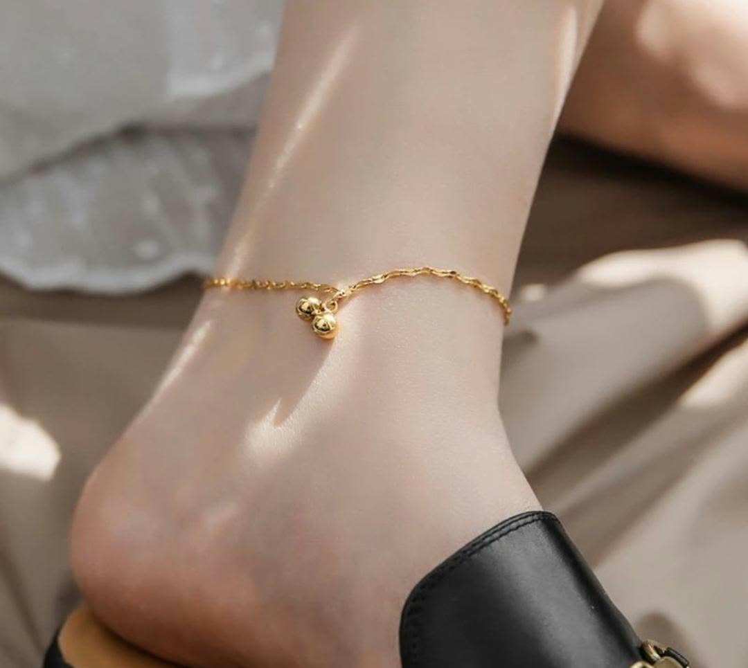 Anti-Tarnish Stainless Steel 18K Gold Cherry Charm Anklet