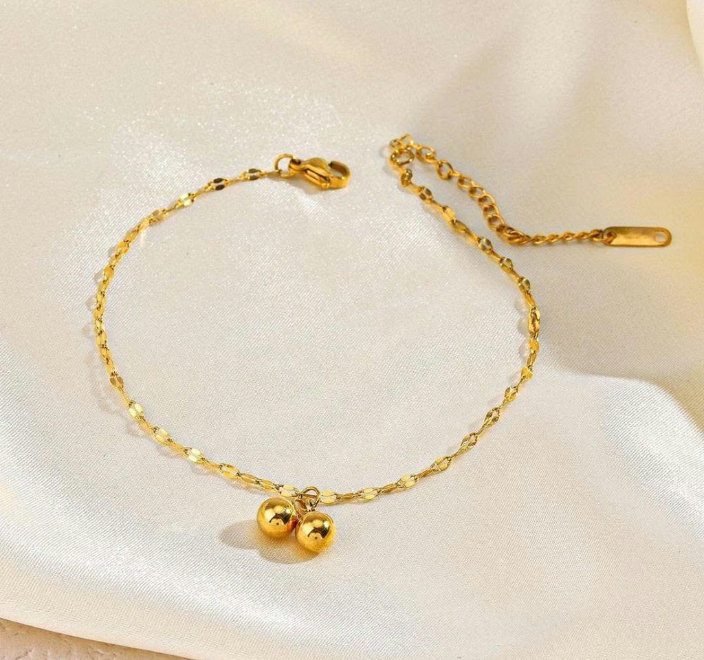 Anti-Tarnish Stainless Steel 18K Gold Cherry Charm Anklet