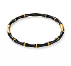 Anti-Tarnish Stainless Steel Black Bamboo Style Bangle Bracelet